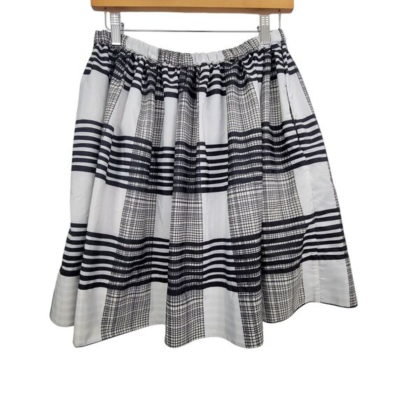 Jo Fresh Black And White Checkered Elastic Waist Drawstring Skirt M - Picture 2 of 6
